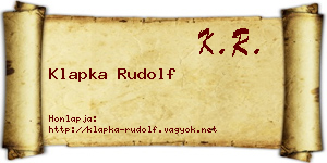 Klapka Rudolf névjegykártya
